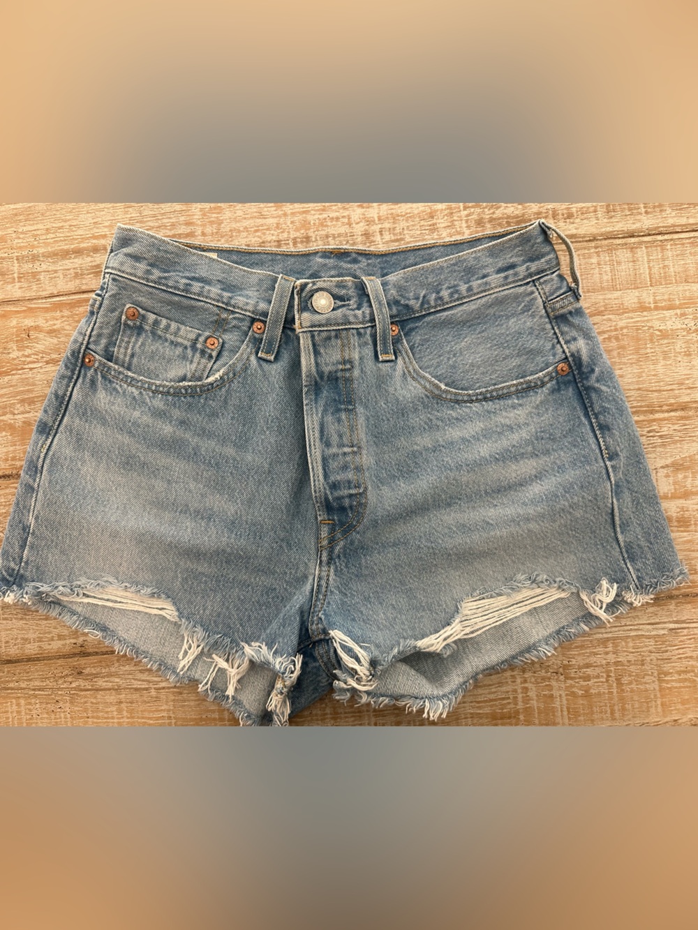 Levi's Light Blue Distressed Cutoff Denim Shorts